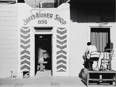 "Jake's Barber Shop" by Ralston Crawford.